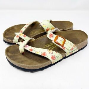Papillio by Birkenstock Green Floral TABORA Sandals Women's Size 8 Cork Bed
